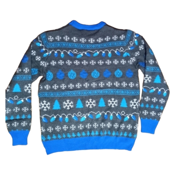 RARE Roody mens XL Ugly Christmas Boardroom Insiders blue gray & sweater - Picture 2 of 8